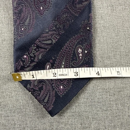 Dolce And Gabbana Tie 100% Silk Dark Blue Paisley Pattern Made In Italy image 6