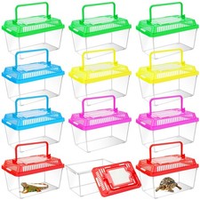 12Pcs Plastic Reptile Terrariums Carrier Cage Tarantula Enclosure Snake Breed...
