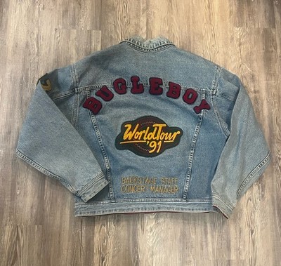 VINTAGE RARE BUGLE BOY 1991 WORLD TOUR DENIM JACKET SIZE LARGE DEAD STOCK