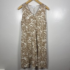 Nine West Linen Blend Midi Dress Tropical Print Sleeveless Dress Women's Size 6