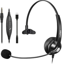 3.5Mm Jack Cell Phone Headset with Microphone Noise Cancelling for PC Laptop, Wi