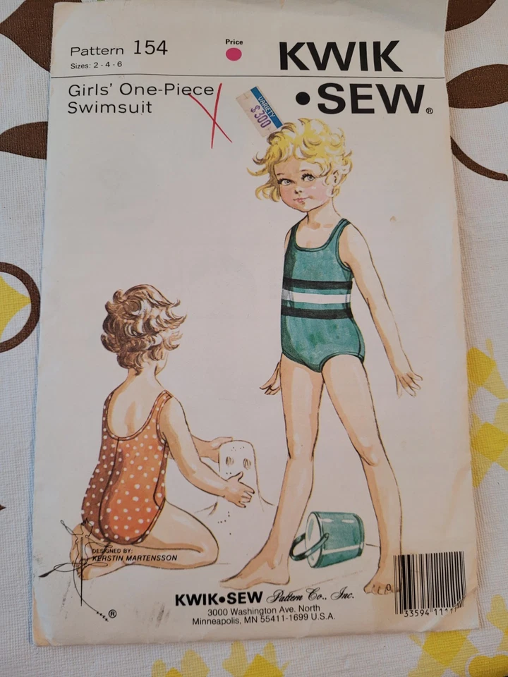 Vintage Sewing Pattern Kwik Sew Girls Swimsuit Kids Sizes 2-4-6 UNOPENED NEW - Image 4 of 4