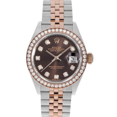 ROLEX Datejust bezel diamond 10P diamond 279381RBR Chocolate brown 5 row jub...
