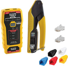 Klein Tools 80093 Cable Tester, VDV LAN Kit with LAN Tester, Pass Thru Crimper,