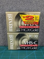 2 Maxell VHS-C HGX-GOLD TC-30 Video Camcorder Tapes Brand New Sealed