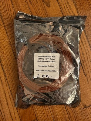 New 3 Meter 40GBase-AOC QSFP to 4 SFP+ Active Optical Breakout Cable - for Cisco