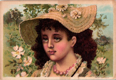 Victorian Trade Cards 1890's Mrs. D. V. Stedge, Dealer in Human Hair