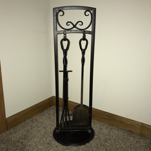 Wrought Iron Hand Forged Fireplace Tool Set Shovel Poker Tongs