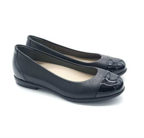 SAS Scenic Black Black Patent Leather Cap Toe Ballet Flat Comfort Shoes Size 5 W - Picture 3 of 7