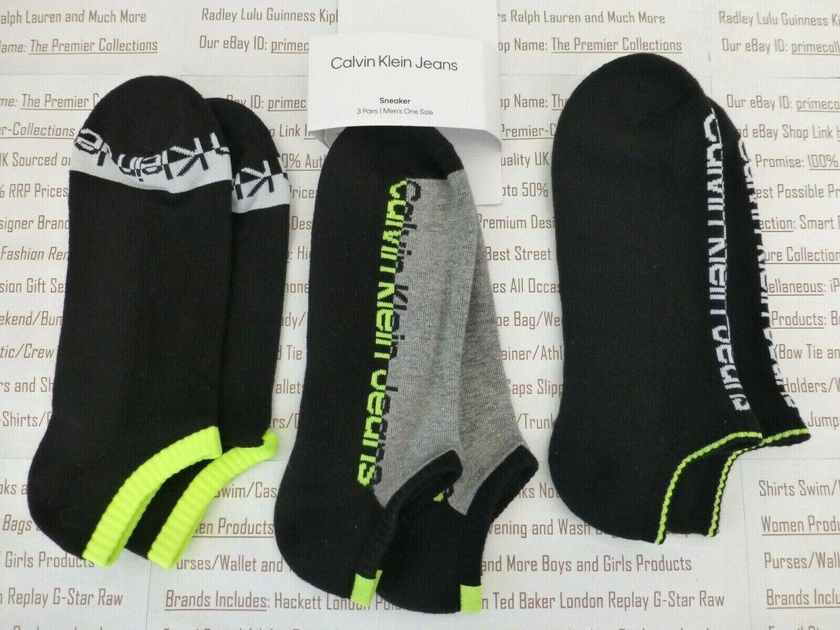 CALVIN KLEIN No Show Trainer 3pk Sock Mens Multi Low-Cut Sneaker