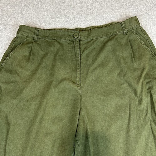 Princess Highway Cropped Wide Leg Pants Women's Size 20 Khaki Green Linen Cotton - Picture 2 of 12