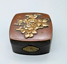 Antique Japanese Meiji Period Bronze & Gilt Metal Pill/Trinket Box - Inscribed