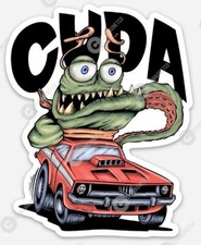 Muscle Car Cuda MAGNET - Ratfink Style American Made Rat Fink Barracuda