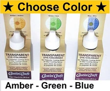 Castin' Craft TRANSPARENT Resin Dye 1 oz - Choose Color: Amber, Green or Blue