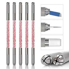 Pink Microblading Double Sided Manual Tattoo Pen Kit for PMU Supplies x 5