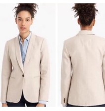 J. Crew Parke Women Blazer Sz 0 Tan Linen Blend One Button Career Preppy Neutral