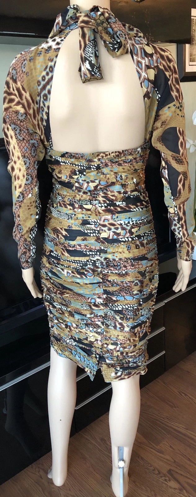 Versace F W 2005 Runway Campaign Ruched Cutout Back Dress