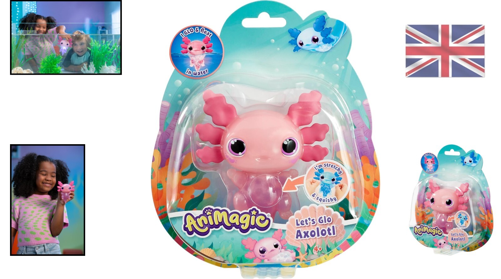 Axolotl Bubble Toy Animagic Let's Glo Axolotl Bubble Reef