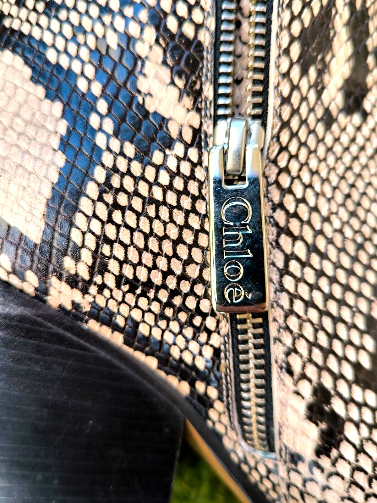 Chloe Python Snakeskin Rylee Leather Booties Boot… - image 8