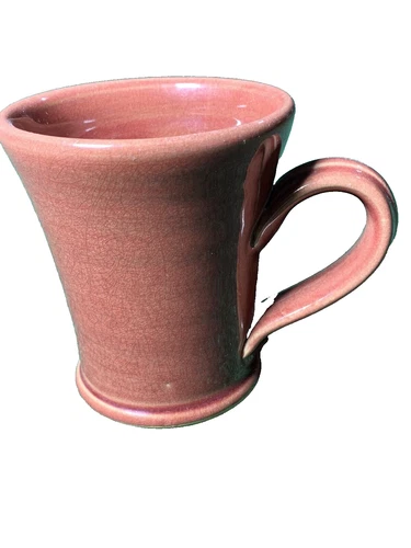 Rowe Pottery Works Glazed Mug Cup Burgundy Brown Signed RPW Handmade