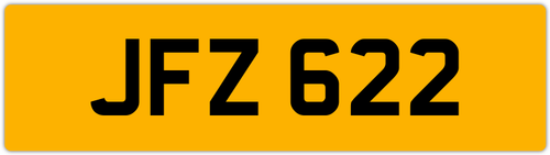 JFZ 622 J 3x3 DATELESS PRIVATE NUMBER PLATE JON JOE JAK JAC JACK JAMES JEFF JAY