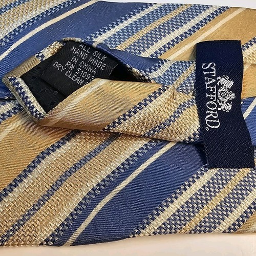 Corbata vintage Stafford Repp para hombre amarillo azul - Imagen 5 de 7
