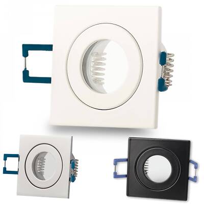 6x Einbaurahmen Set GU11 MR11 IP44 eckig flach Bad Gehäuse 40mm Dusche Spot