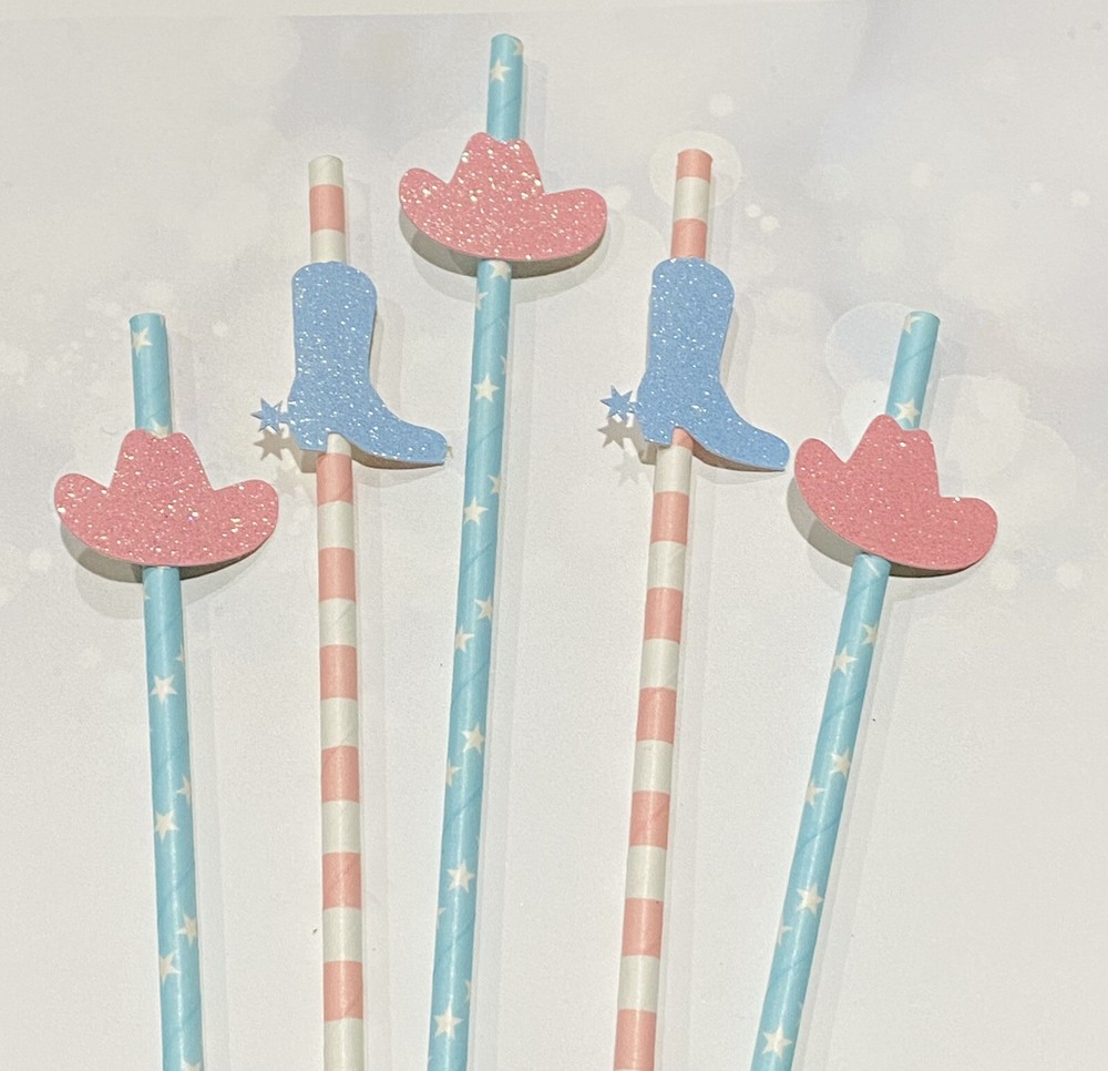 Cowboy or Cowgirl Straws, Cowboy Straws, Cowboy Birthday, Baby Cowboy,  10 Ct