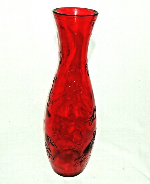 Vase Red Extra Large 16"X16" Glass Made In Spain Heavy eBay