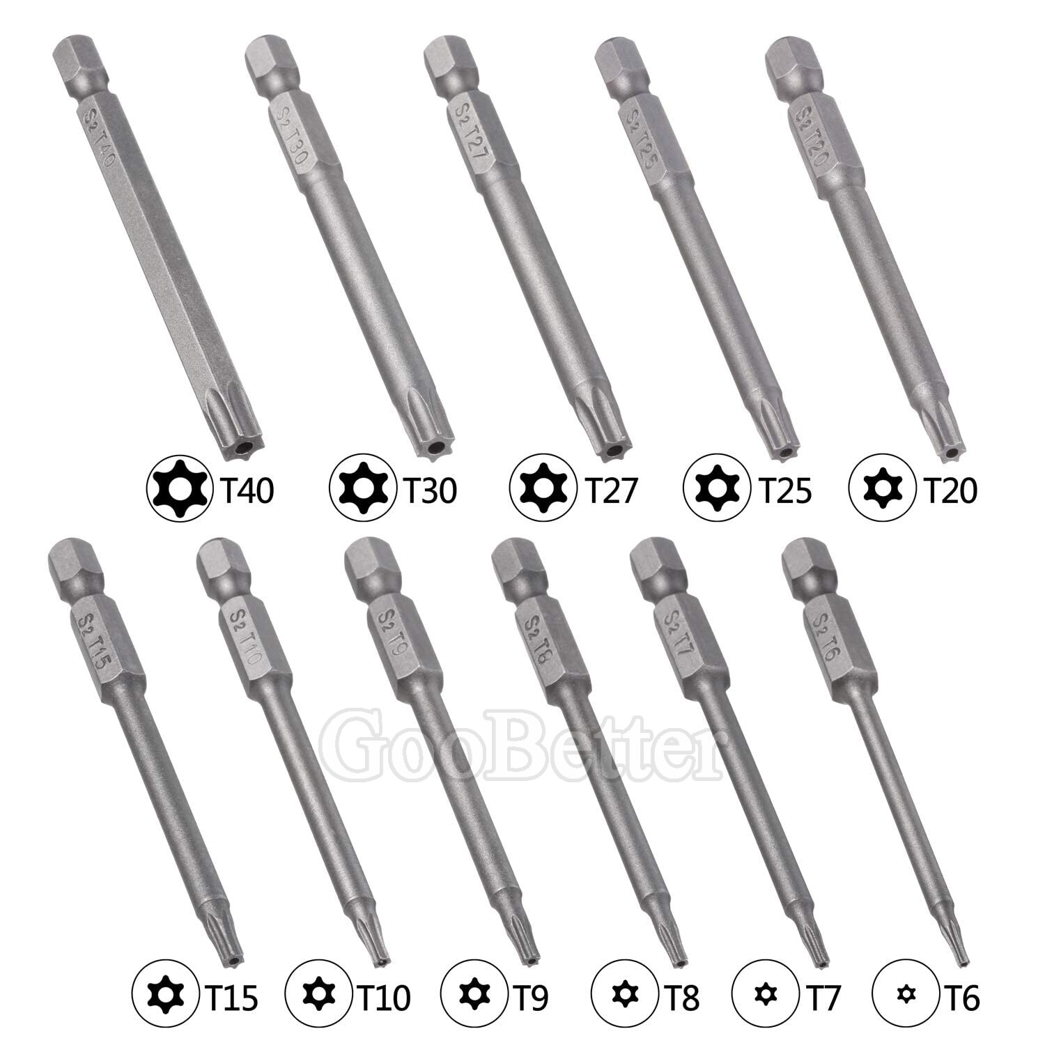 11-teiliges Torx-Bit-Set Extra Lang (100 Mm) – T6 Bis T40, Magnetisch, Aus S2-Stahl Für Profis & Heimwerker