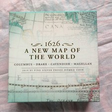 Australien -  1626 A NEW MAP OF THE WORLD 2019, 1 oz Fine Silver Proof Domed Coi