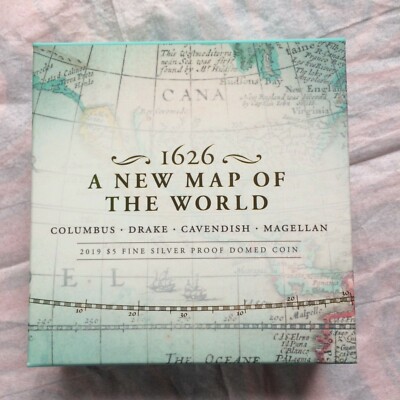 Australien -  1626 A NEW MAP OF THE WORLD 2019, 1 oz Fine Silver Proof Domed Coi