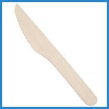 Image of Wooden Knives Disposable Birchwood Biodegradable Compostable Cutlery Pack of 100