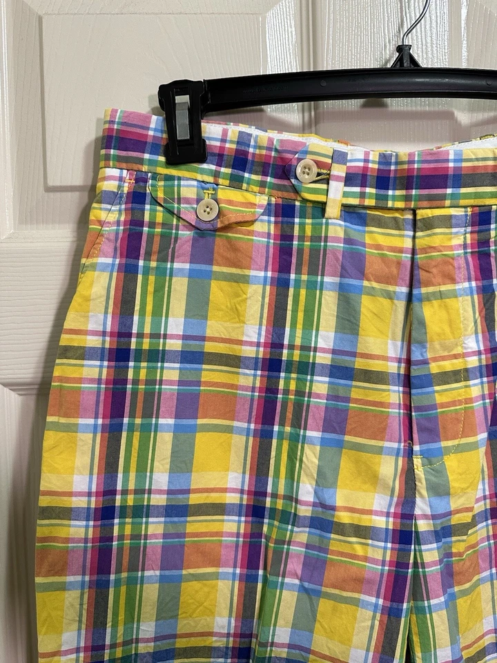 Pantalones Cortos Polo de Golf Ralph Lauren Para Hombre Amarillo Colorido Chino a Cuadros Playa Talla 35 Foto 2 de 4