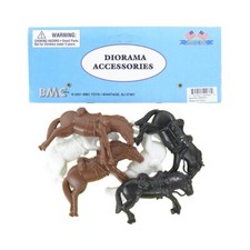BMC Toys 49986A Downed Horses 6 Piece Set 54mm Plastic Horse Figures 1:32 Scale