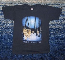 Vintage Wild Earth Wolf Moon T-shirt Single Stitch Made In USA Mens Large