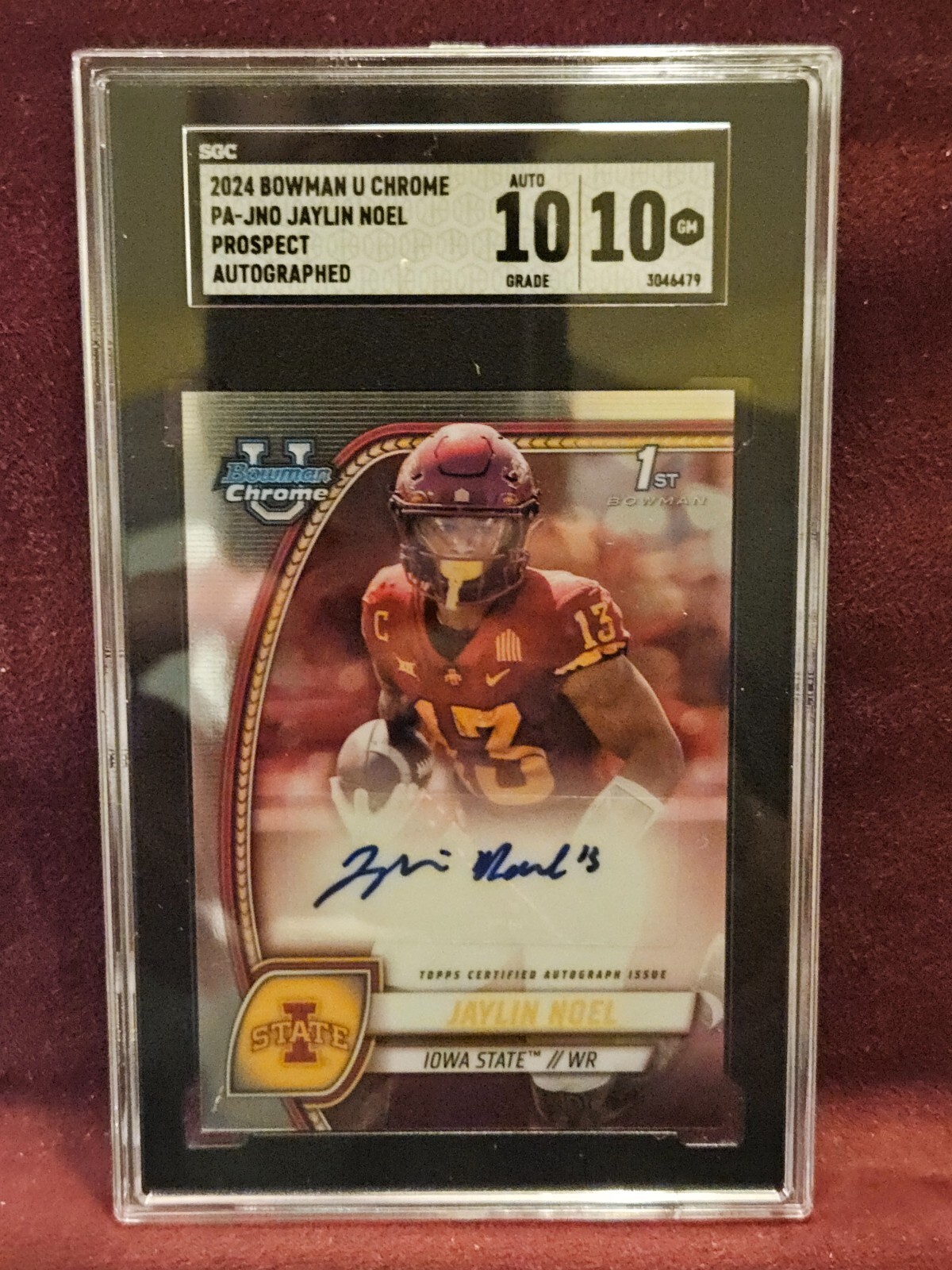 JAYLIN NOEL 2024 BOWMAN U CHROME PROSPECT AUTO RC GEM MINT SGC 10 / 10