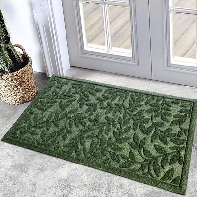 Bulijojo Outdoor Indoor Entrance Doormats,Durable Heavy 17''x30'', Leaves Green 