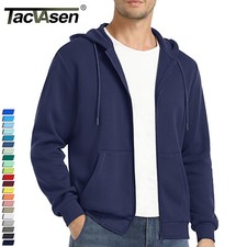 Men's Full-Zip Hoodie Long Sleeve Sweat Jacket Warm Fuzzy Coat Hooded Sweatshirt
