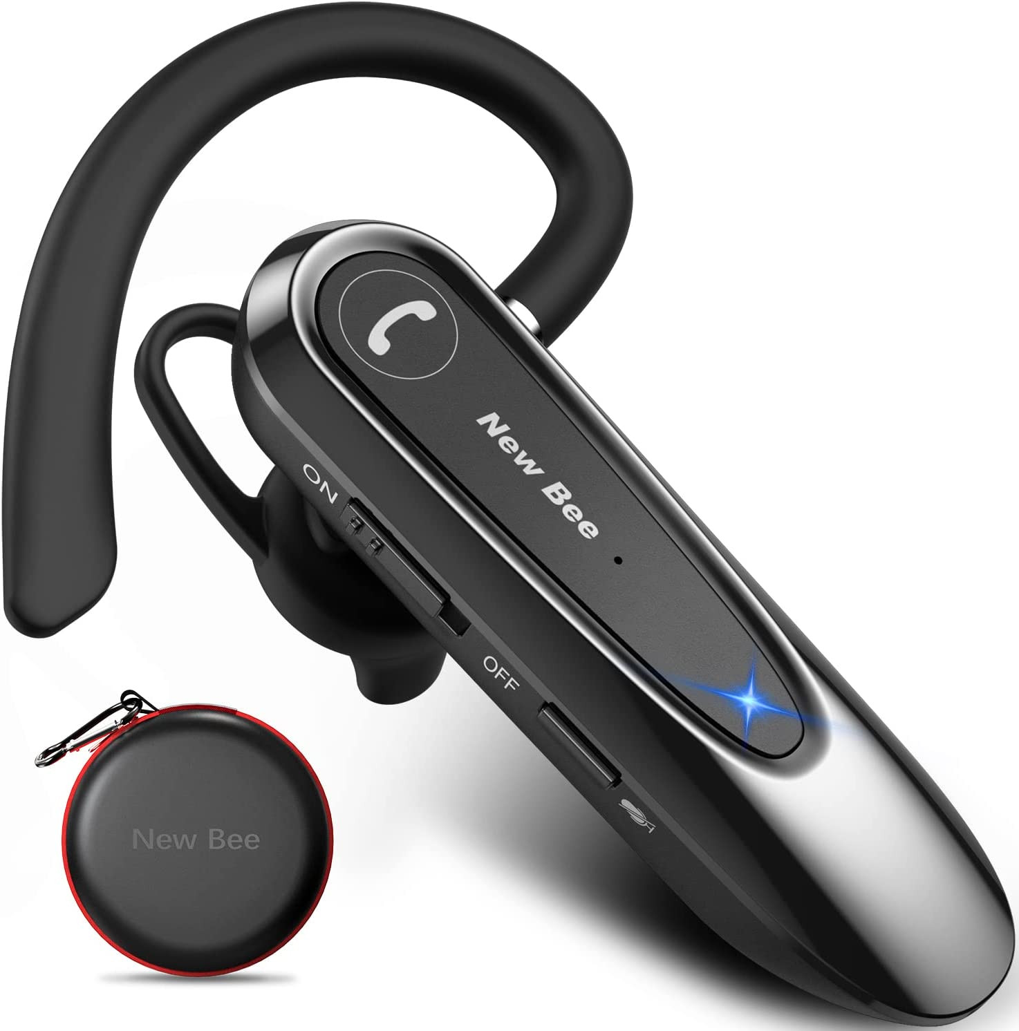 New Bee Bluetooth Headsets with Dual Mic V5.0 Handsfree Bluetooth Earpiece with