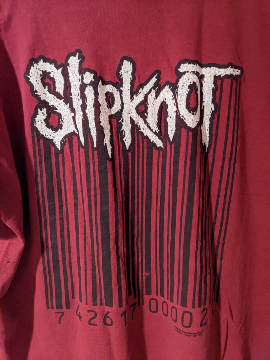 Vintage 1999 Slipknot Band Music Barcode Red Maroon X-Large Vintage 1999 Slipknot Band Music Barcode Red Maroon X-Large