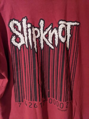 Vintage 1999 Slipknot Band Music Barcode Red Maroon X-Large
