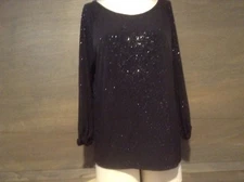 H&M DIVIDED WOMENS SPARKLING BLACK SIZE SMALL 3/4 SLEEVES POLY ELASTINE 
