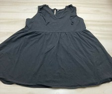 Asos Dress Womens 24 Black A Line Stretch Ruffle Sleeves Cotton Casual Ladies