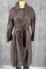 Cubalan High Quality Women Long Sleeve Button Long Trench Acetate Coat Brown