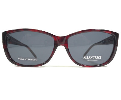 Ellen Tracy Sunglasses BERMUDA WINE HORN Red Cat Eye Frames with Blue Lenses