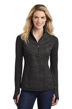 Sport-Tek Ladies Sport-Wick Stretch Reflective Heather 1/2-Zip Pullover LST855