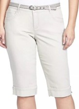 Gloria Vanderbilt Capri Denim Pants Womens 24W Sage Cleo Belted Skimmer Slimming