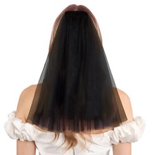 Bachelorette Party Black Short Veil  Bachelorette Hair Accessory Bride or D...