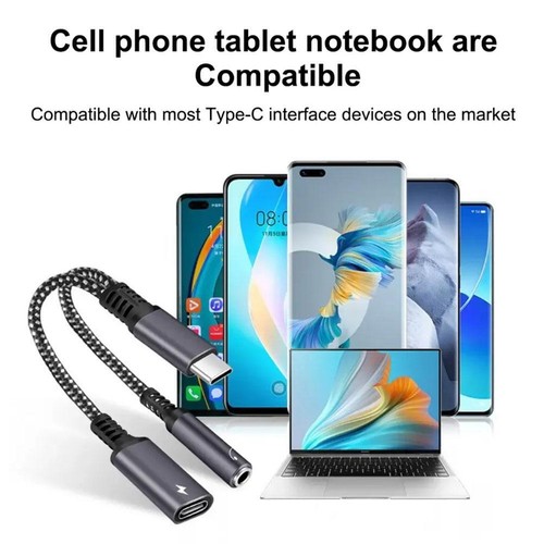 2 IN 1 Kopfhörer 3,5mm Jack USB Typ C Splitter zu Dual USB C Kopfhörer Adapter ≡ - Zdjęcie 8 z 12